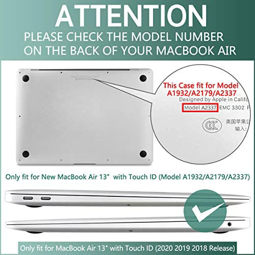 for Air Clear Illustration Inch Model: for Hard 13 Crystal 2018 A2337 with Dongke - & Touch MacBook Case MacBook Retina Display Release Shell 2020 M1/A2179/A1932, Air 13" Floral Cover ID 2019