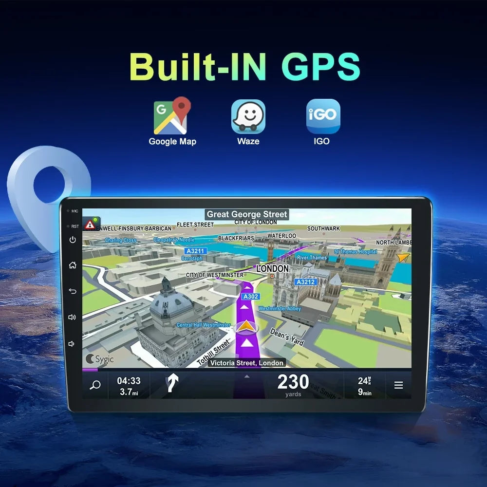 WiFi 64G Car for Steering 4G 2014-2019 10 Highlander ROM GPS Android Bluetooth Built-in with Wheel Host Control Navigation Auto, Radio RAM Carplay/Android