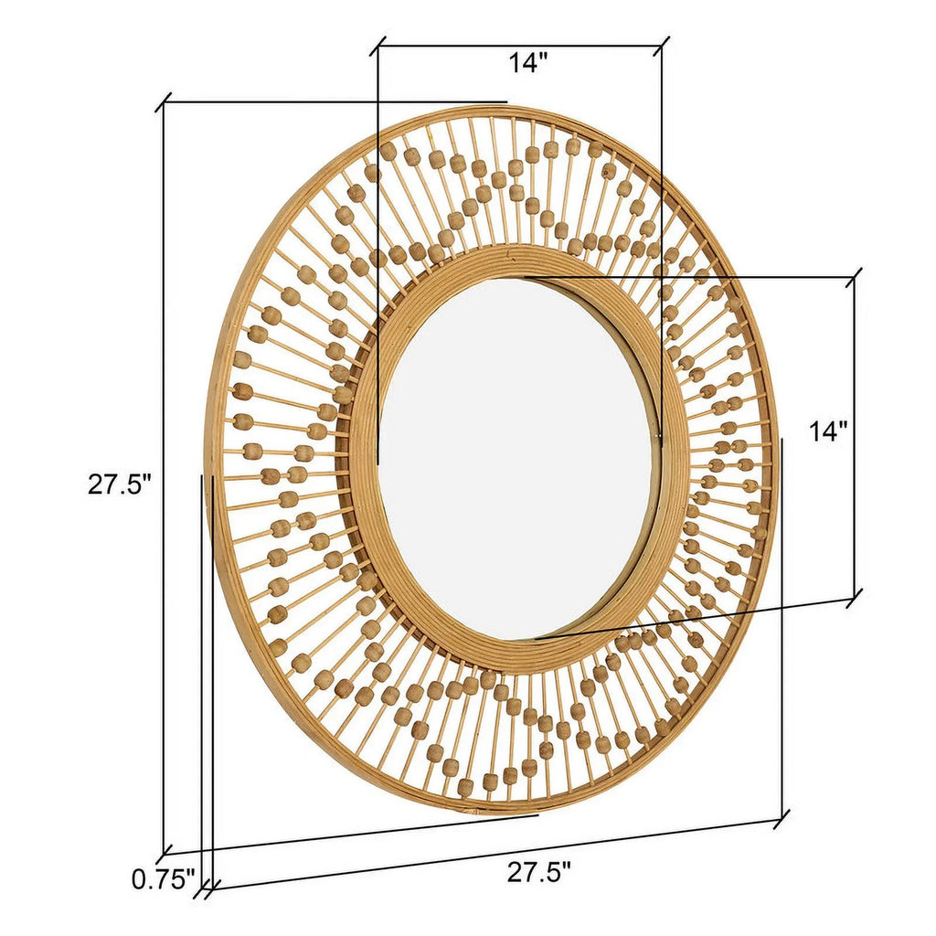 Mirror Round Wall Sahara Frame Sunbeam Bamboo Wide