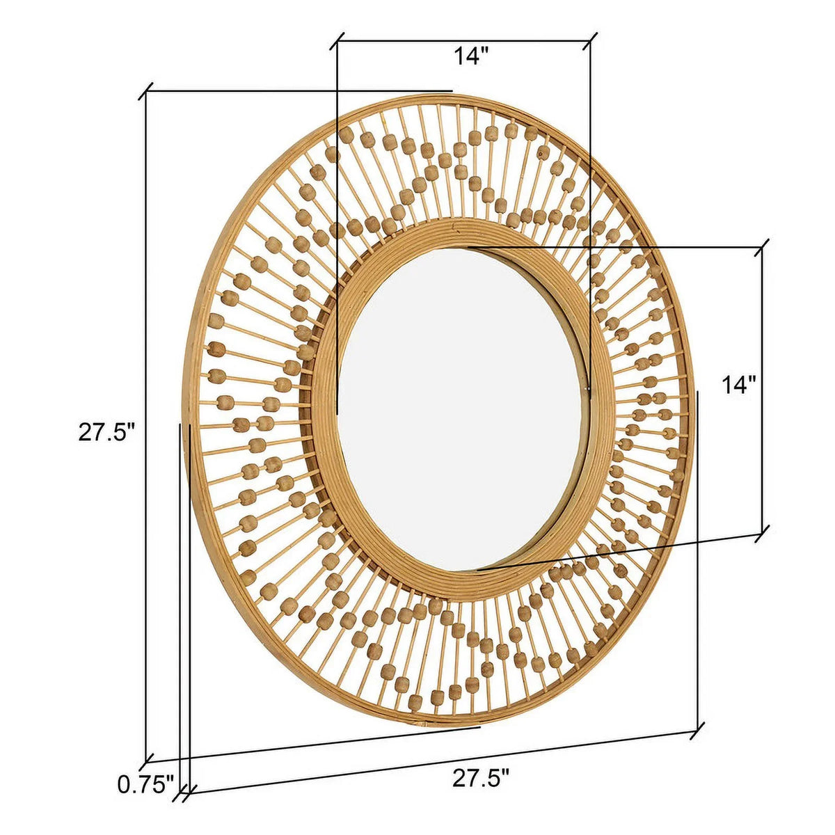 Mirror Round Wall Sahara Frame Sunbeam Bamboo Wide