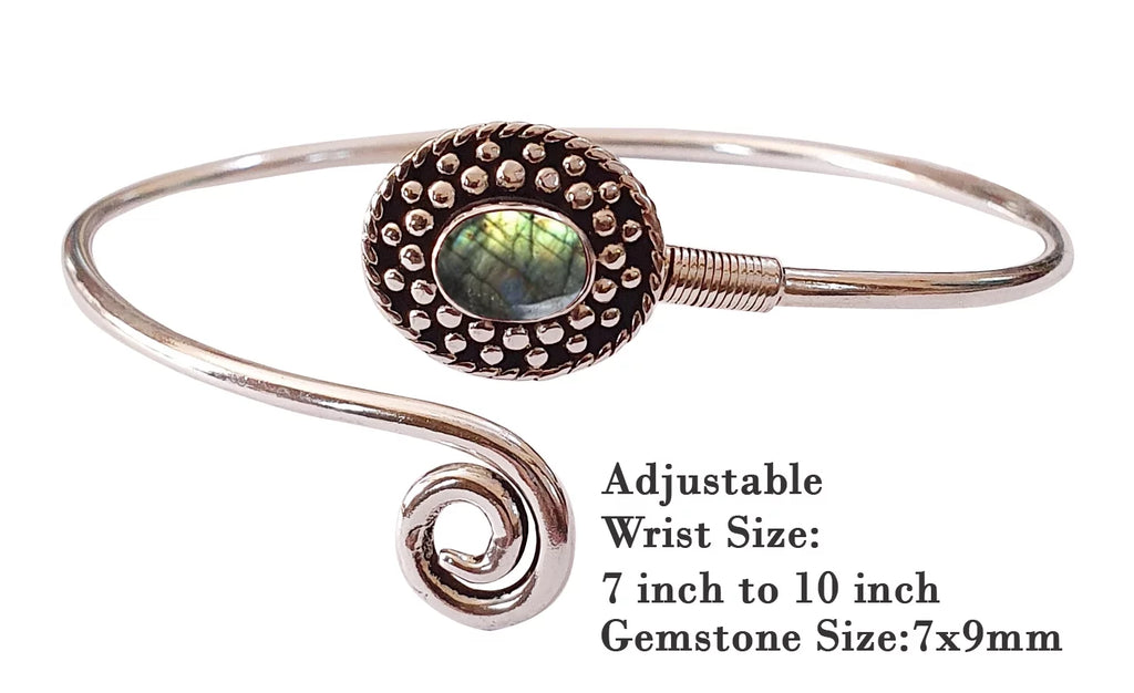 Gemstone Plated Handmade Party Bohemian Design For Women, Modern Jewelry Fashion Silver Bracelet, Real Boho Bracelet Designer Natural Labradorite Tribal Cuff