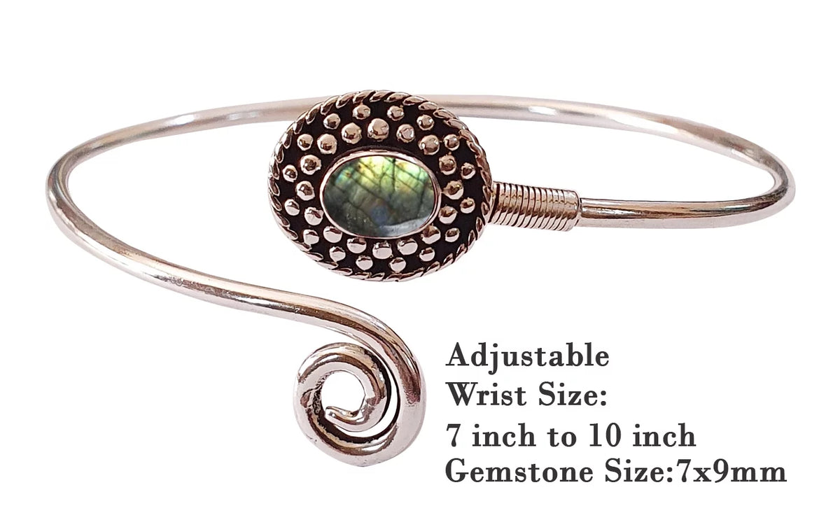 Gemstone Plated Handmade Party Bohemian Design For Women, Modern Jewelry Fashion Silver Bracelet, Real Boho Bracelet Designer Natural Labradorite Tribal Cuff