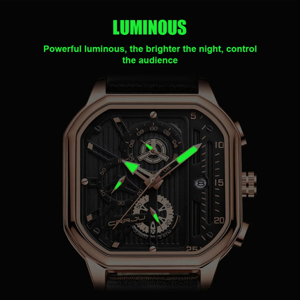 Date Leather Business Waterproof Luxury Quartz Men's Watch Luminous Chronograph