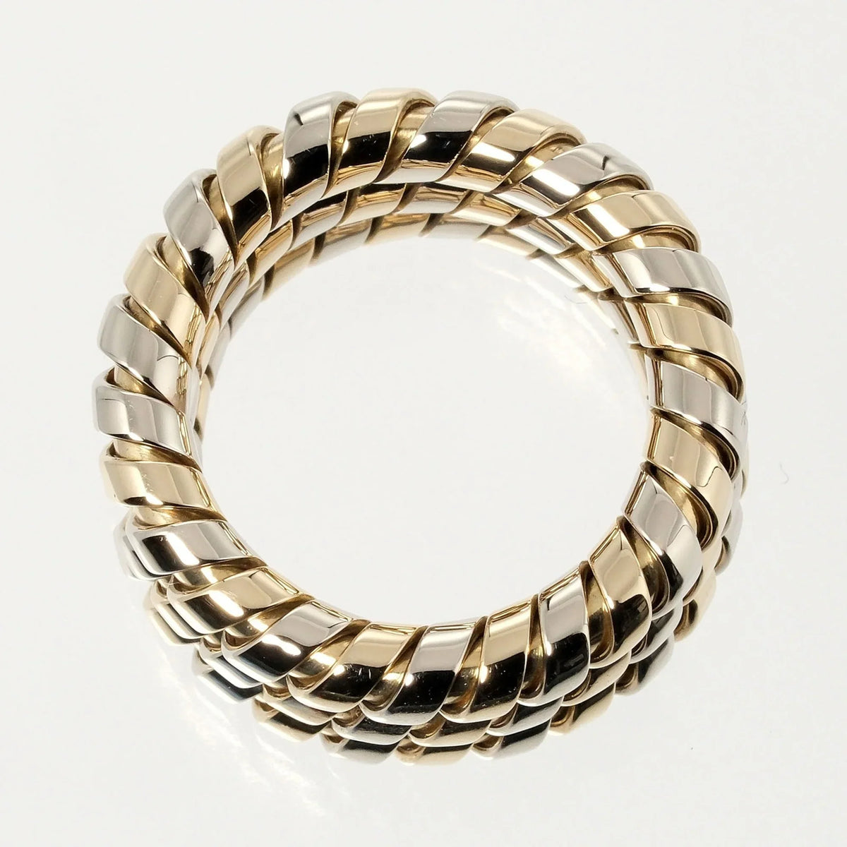 YG BVLGARI (Good) Pre-Owned WG 9 White Bulgari Ring Gold No. K18 3-row Yellow 14.53g Tubogas