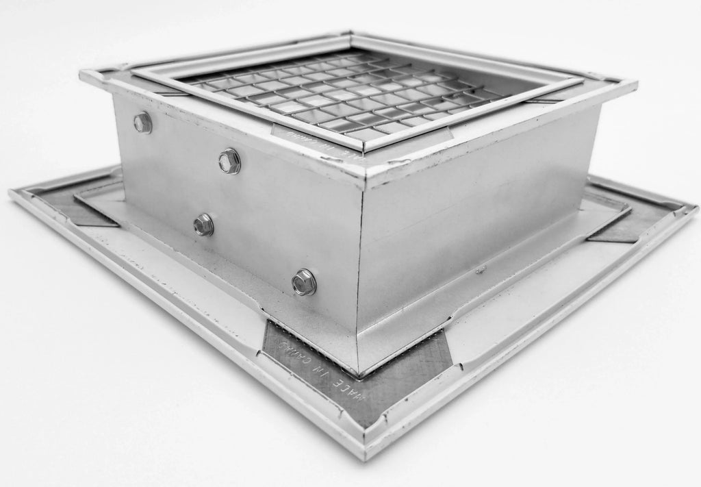 HVAC Vent with Screen White - Grille Rain 6"w 7.5”h] Waterproof Exterior - 7.5”w Dimensions x 6"h Air & Walls for Crawlspace - Mesh Aluminum [Outer Vent & X