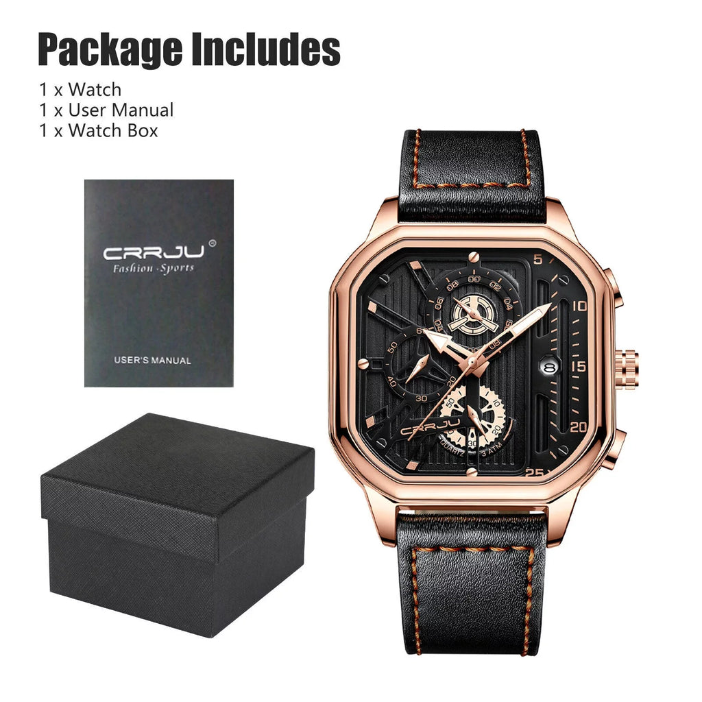 Date Leather Business Waterproof Luxury Quartz Men's Watch Luminous Chronograph