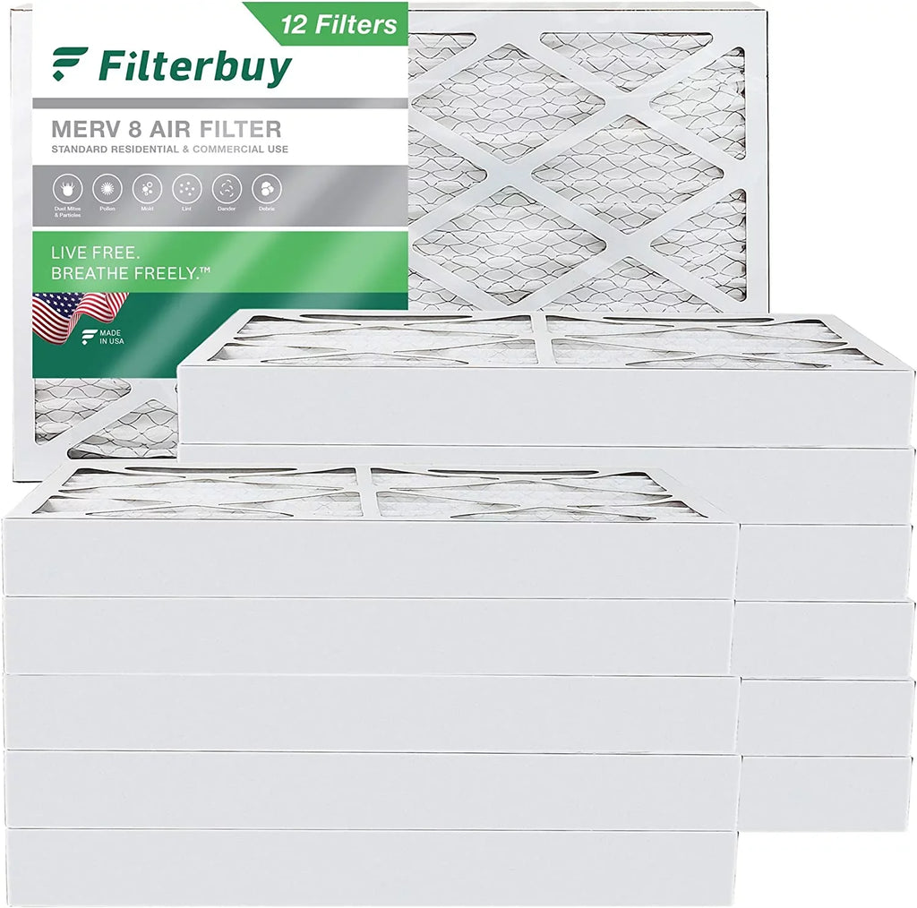 Pleated AC Air MERV Filterbuy Furnace Filters 16x25x4 HVAC 8 (12-Pack)