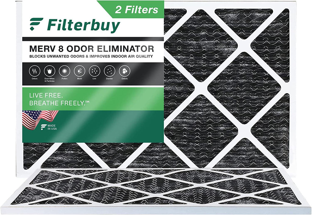 Odor 14x30x1 Activated Filters with MERV (2-Pack) Pleated Furnace Air 8 Filterbuy Carbon AC HVAC Eliminator