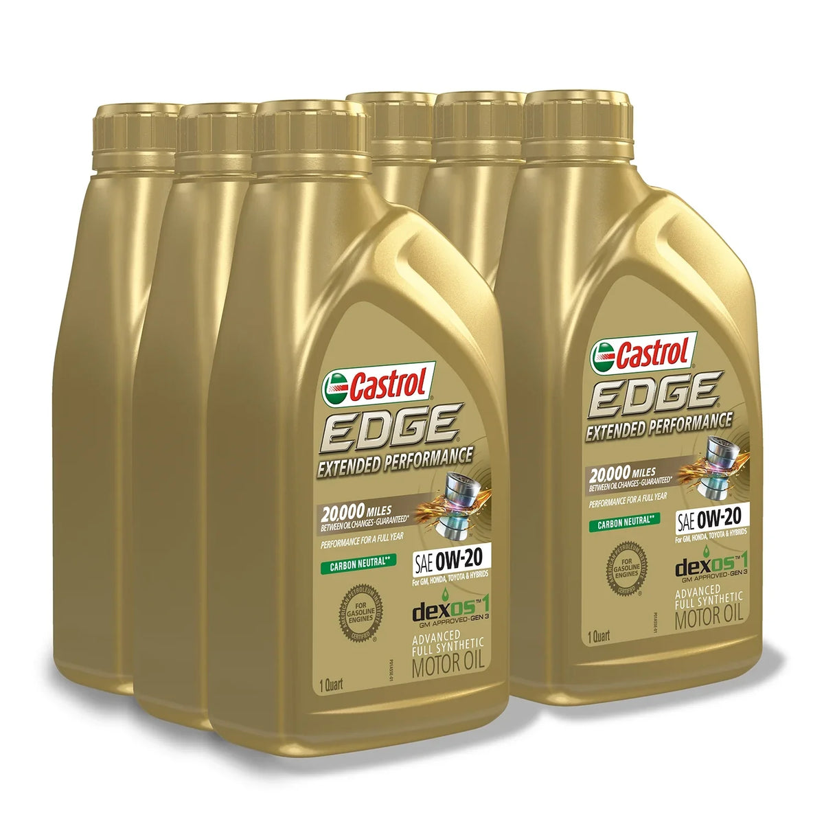 Quart, 6 Castrol of Oil, Synthetic Case Full Motor 1 Extended Advanced 0W-20 Performance Edge