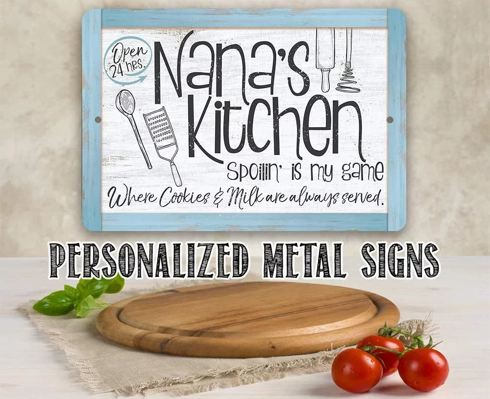 Decor - Durable $25 Kitchen Gift Metal Sign 18") Metal x a (12" - Kitchen - Sign Makes Nana's - and Great Under Use Indoor/exterior Housewarming