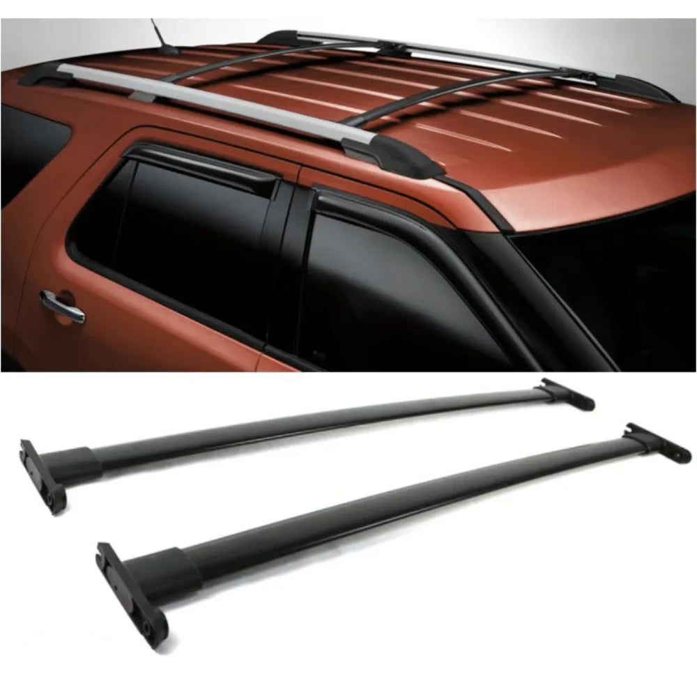 Police Interceptor 2Pc Aluminum Roof Explorer Bar Black Rack Utility For