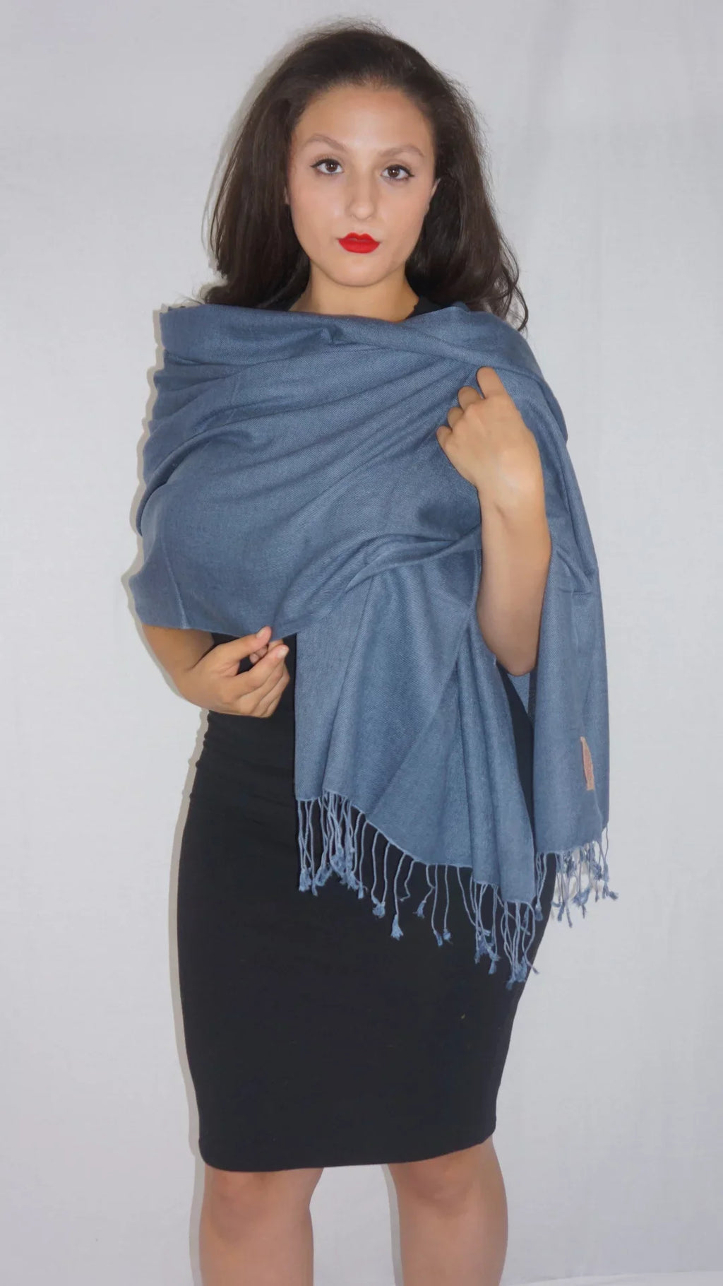 Grey Shawl/Shawls/Scarf/Scarves/Wrap/Stole/Muffler/Cape/Ruana/Blanket/Throw/Pashmina Shawl/Cashmere Shawl) (Slate Scarf/Wool/Silk Regular