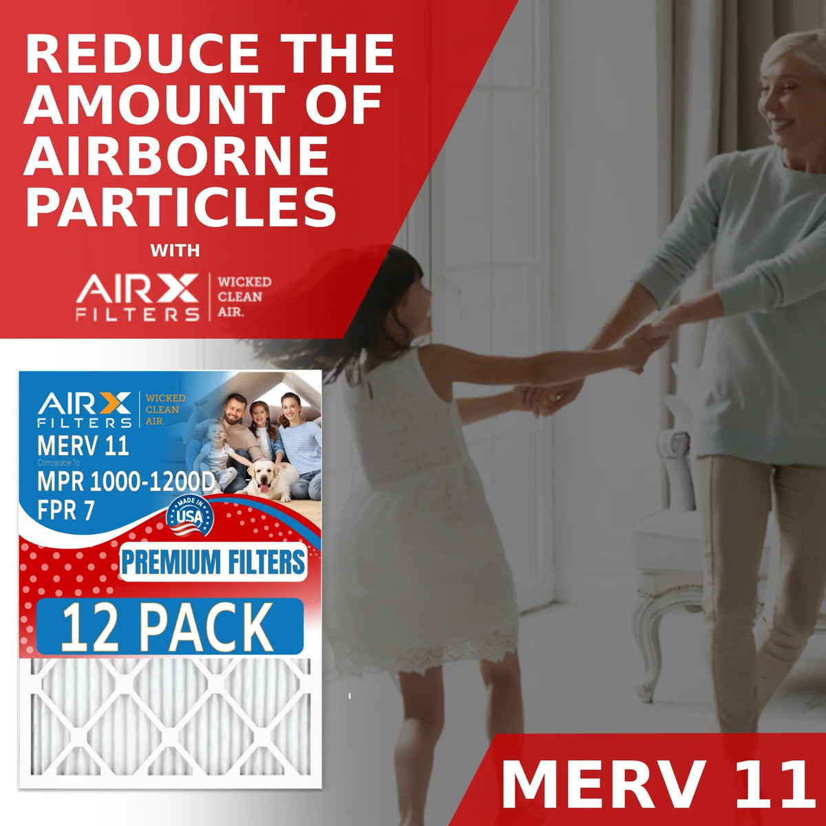 '- Filters 12 1000, 7 USA Furnace CLEAN 18x24x2 FILTERS Filter WICKED AIRX of by Comparable MPR Rating, Made Air MPR 1200 MERV & in AIR. to Pack FPR 11