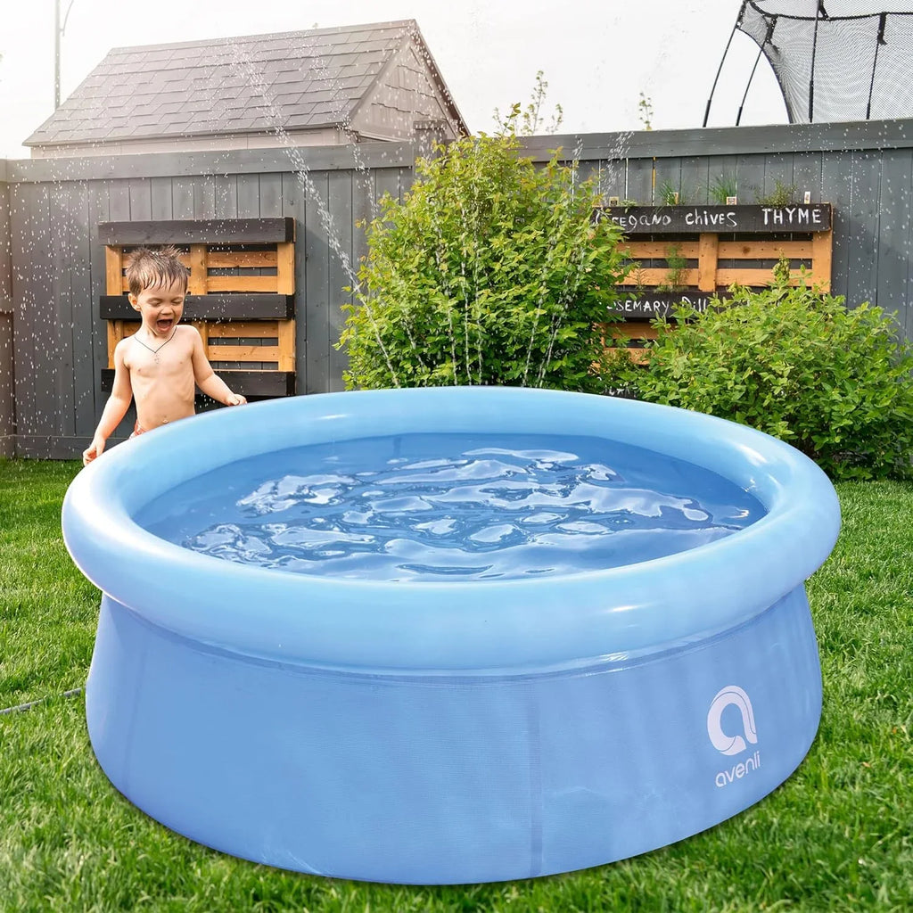 Inflatable Swimming exterior Backyard 1 2 Blue 5.5 Pool, 20 Capacity Kids Above Ground Person Avenli 12014 To X Set Inch Prompt Kiddie Foot