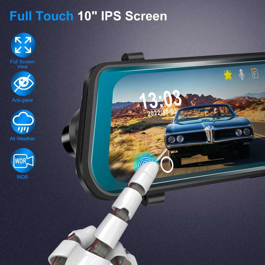 iNova FHD Vehicle with DVR Recording Driving Recorder Dash Sensor 1080P Parking 9.66In Car G Camera Monitoring Seamless