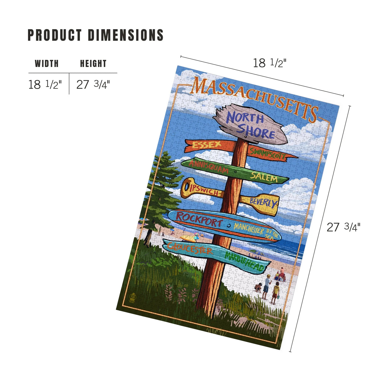 1000 Massachusetts, Puzzle, Destinations Press Jigsaw Piece Lantern North Shore, Sign