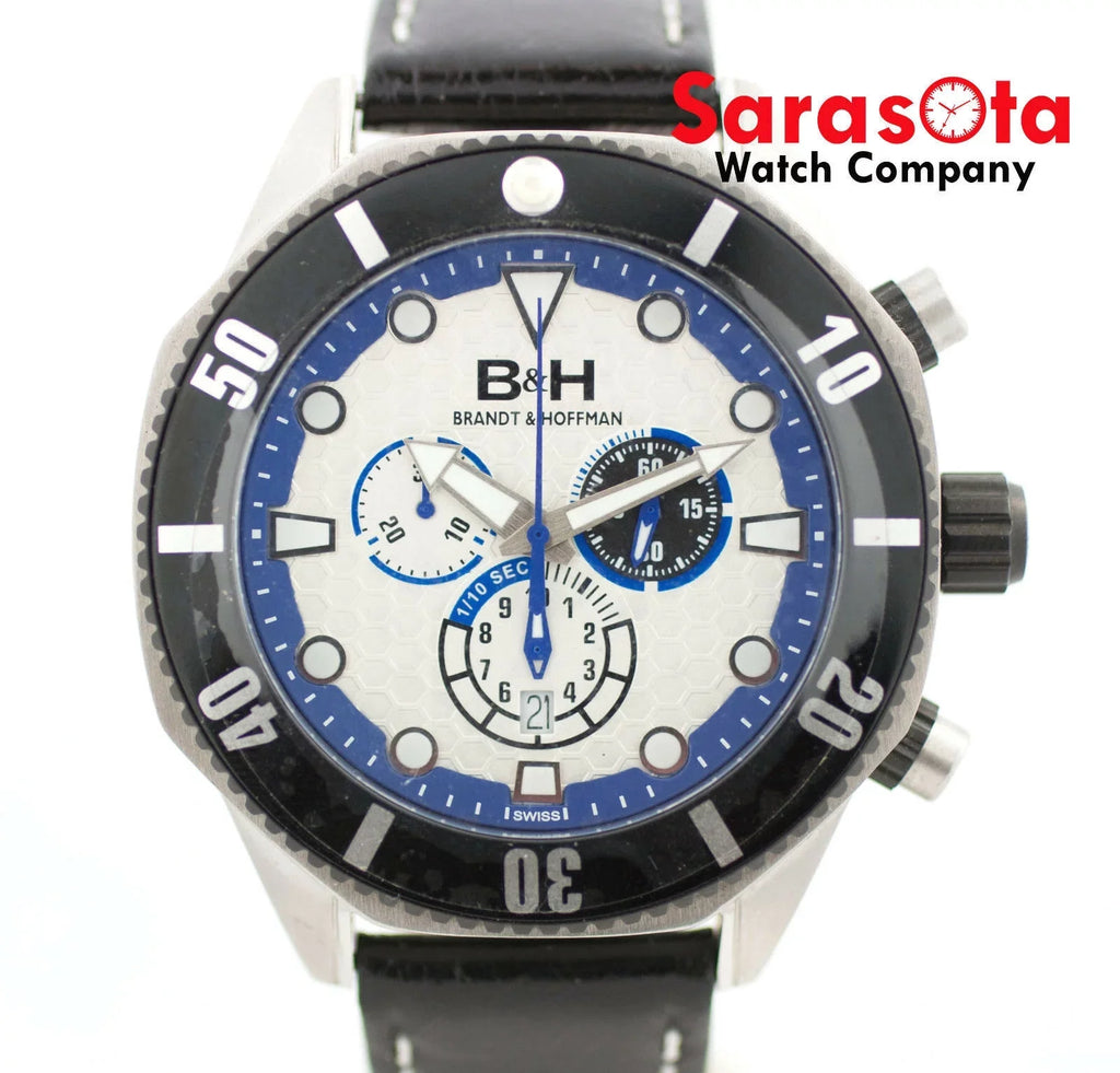 &amp; Watch Leather Quartz Chronograph Men's Dunbar Brandt 14060 B&amp;H Swiss Hoffman