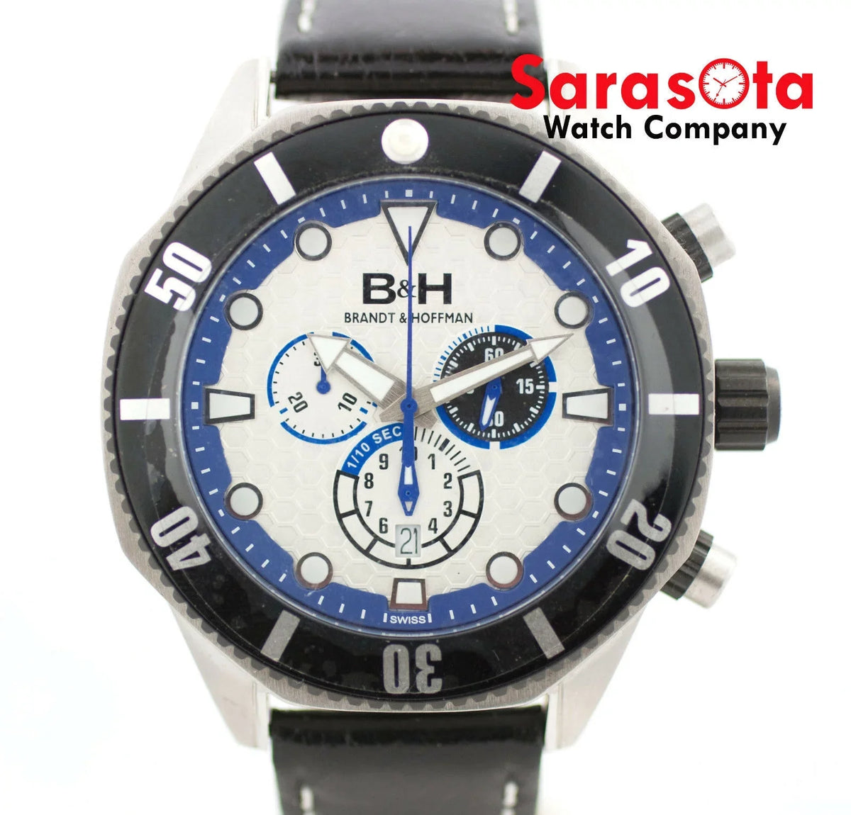 &amp; Watch Leather Quartz Chronograph Men's Dunbar Brandt 14060 B&amp;H Swiss Hoffman