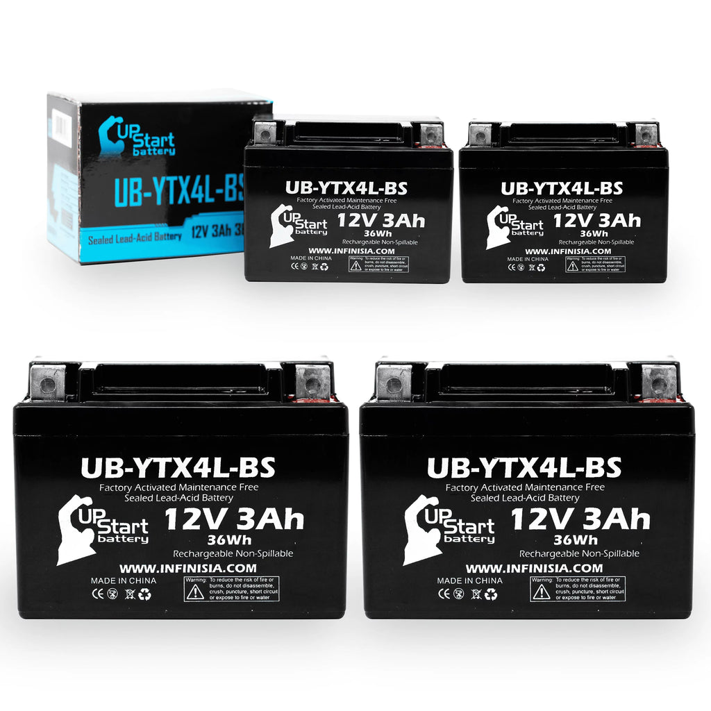 Free, 90CC ATV Maintenance 12V, 2004 Activated, Factory - 4-Pack Battery 3Ah, Quest Battery UpStart DS90F, Bombardier UB-YTX4L-BS Replacement (Can-Am) for DS90,