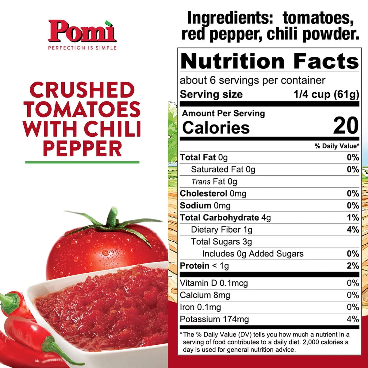 (Pack 12) 13.8oz Crushed Pomì with Chili Pepper Tomatoes of -
