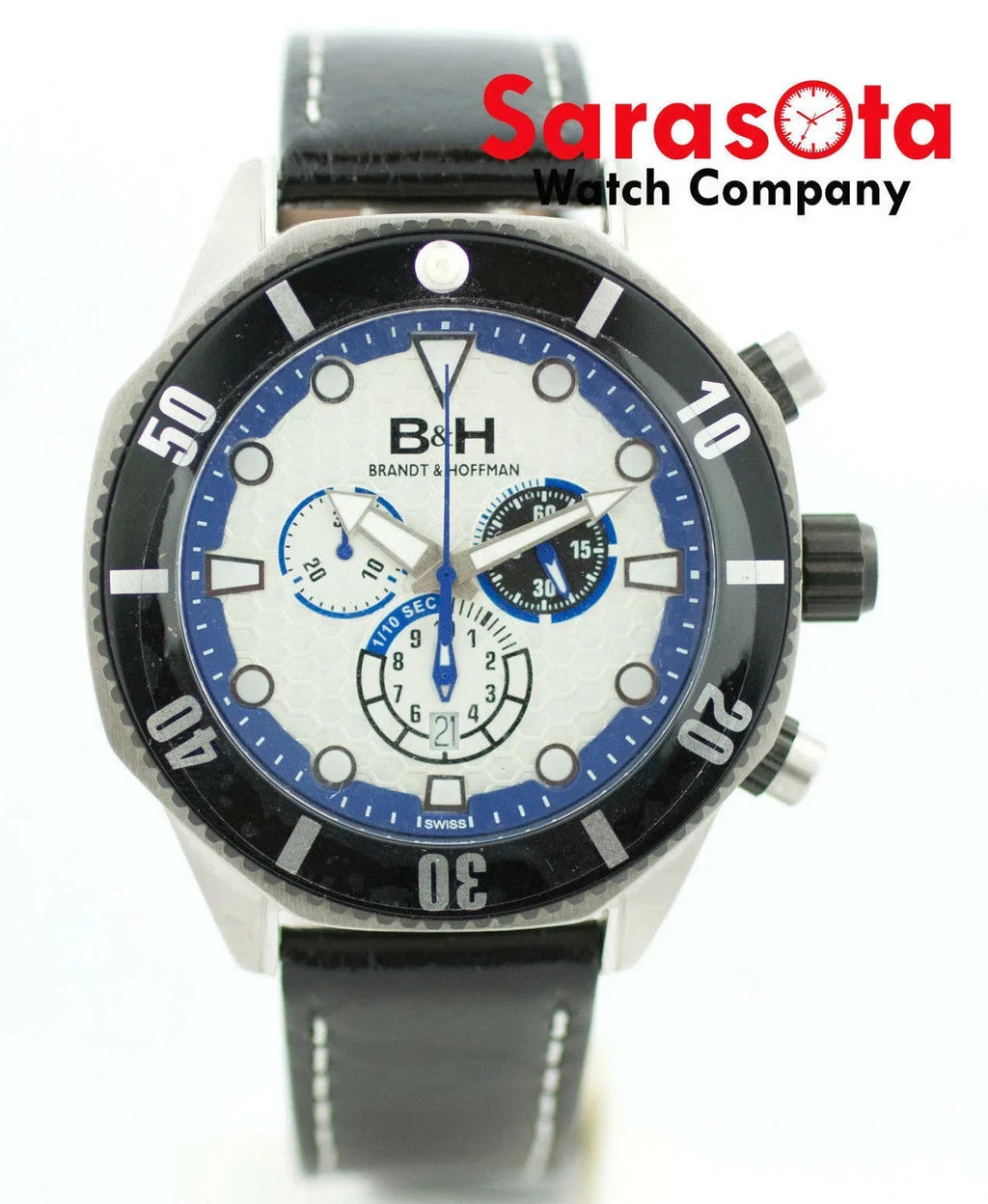 &amp; Watch Leather Quartz Chronograph Men's Dunbar Brandt 14060 B&amp;H Swiss Hoffman