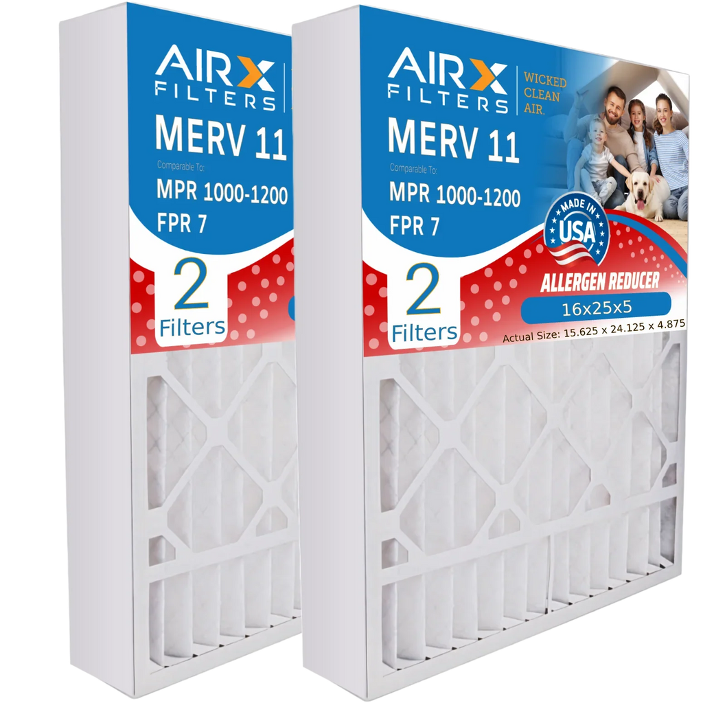 AIRX FPR MERV 2 FILTERS Filter 16x25x5 Skuttle 1200 1000, 11 Filter Compatible DB-25-16 by Premium Furnace AIR. with USA WICKED #000-0448-001 & Made to Pack 7 Comparable Air MPR CLEAN MPR 16x25x5