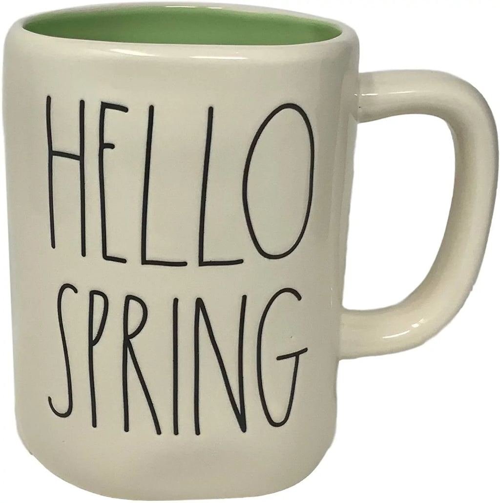 Mug Font - Green Large Color By Coffee - In Magenta Coffee Artisan Dunn"Hello Beautiful LL Spring" Spring With"Hello Dunn Ceramic/Pottery Spelled Inside Spring" Mug Rae Rae Collection, -