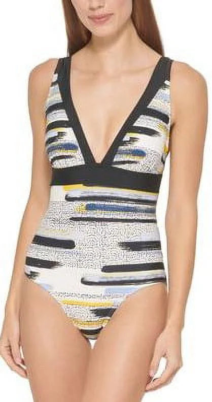 One-Piece Printed 14 US MULTI Deep-V DKNY Swimsuit, HALOGEN