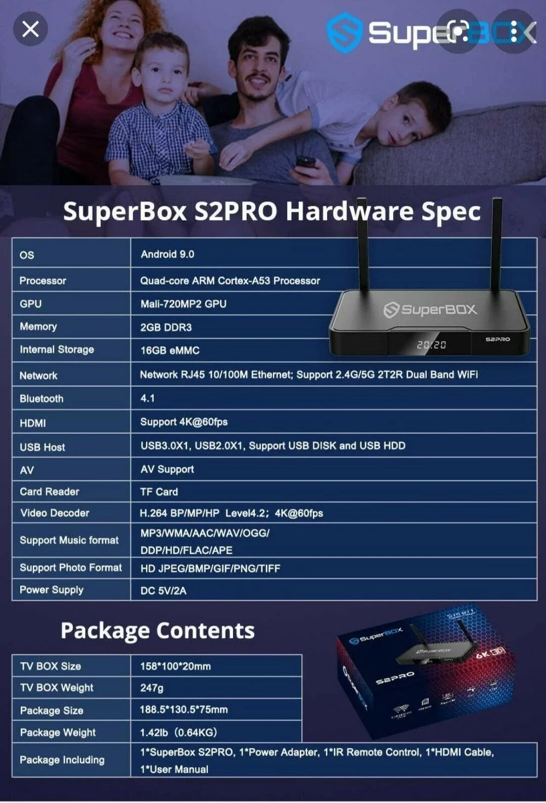 Powered pro superbox computer 9 by ROM 2GB RAM 16GB s2 mini Output USB3.0 Android