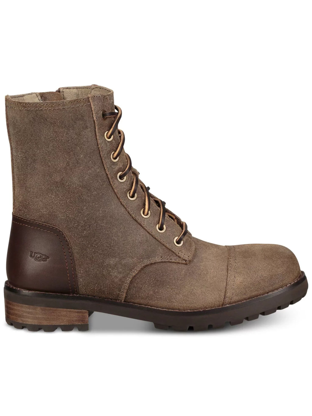 Block Leather Textured Gray Embossed Zip-Up Logo Sole Lug Lace Toe Womens 7 Round Padded Heel Up Kilmer Ii Waterproof Boots UGG