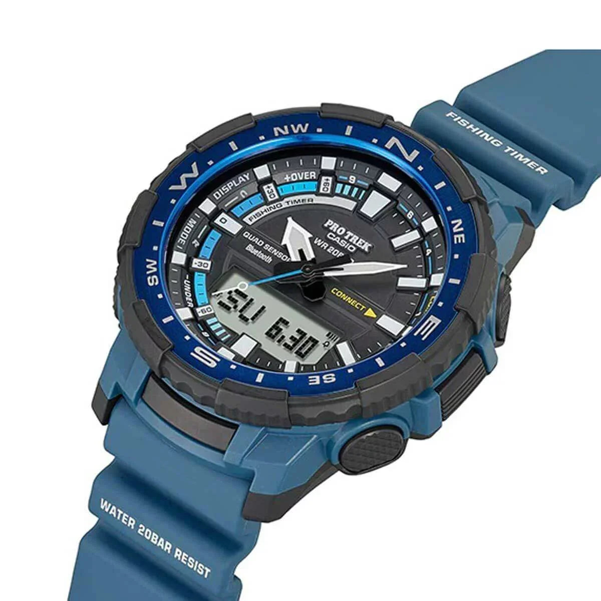 Men's Watch Pro Strap Blue Casio Trek Resin PRTB70-2 Ana-Digi