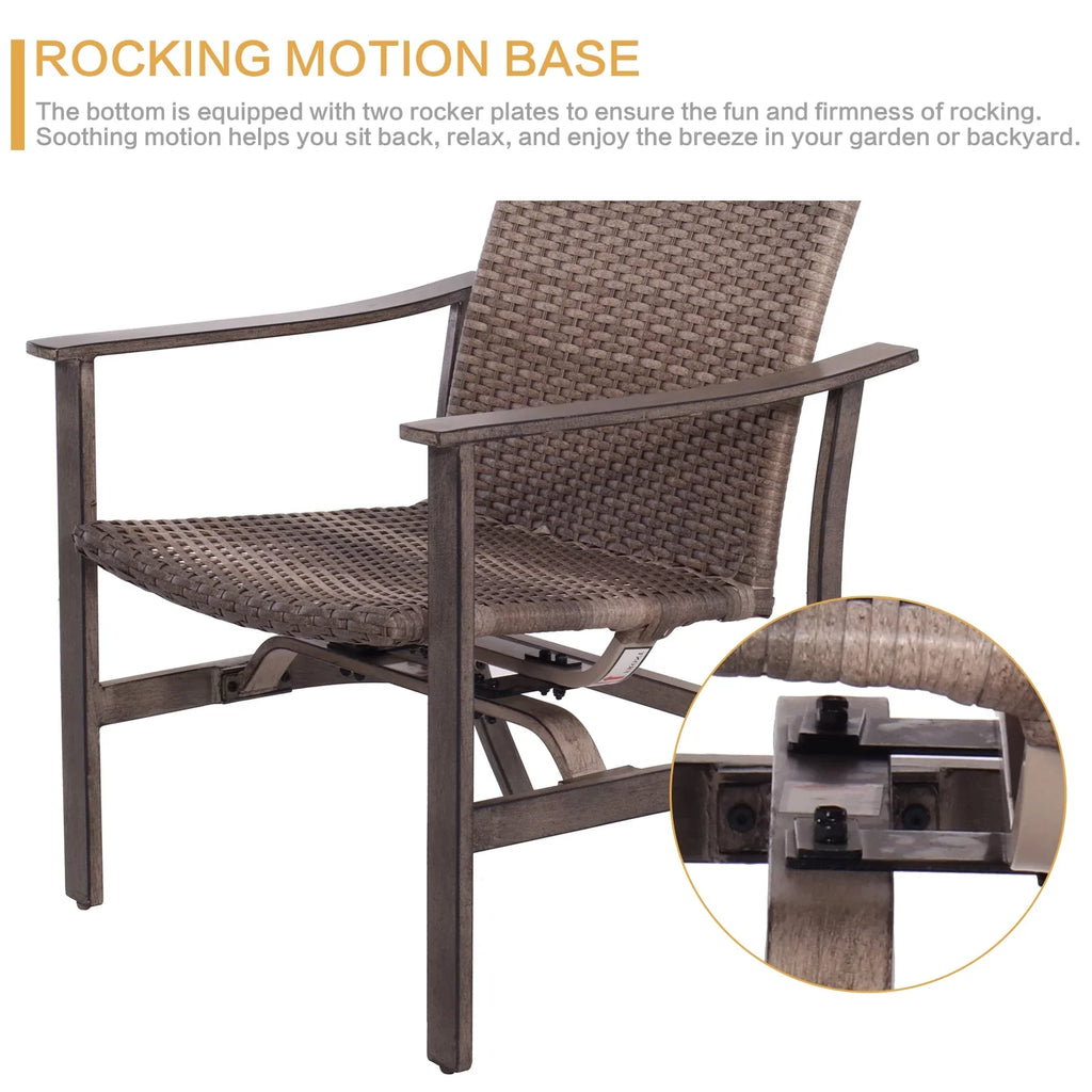 exterior Fire Chairs Propane 5 Set for Set Table, Garden Wicker Conversation Firepit 4 BTU Patio Pit 15000 Motion Gas Piece Deck Yard 33.8"x27.2" Rocking with Furniture All-climate Table, &