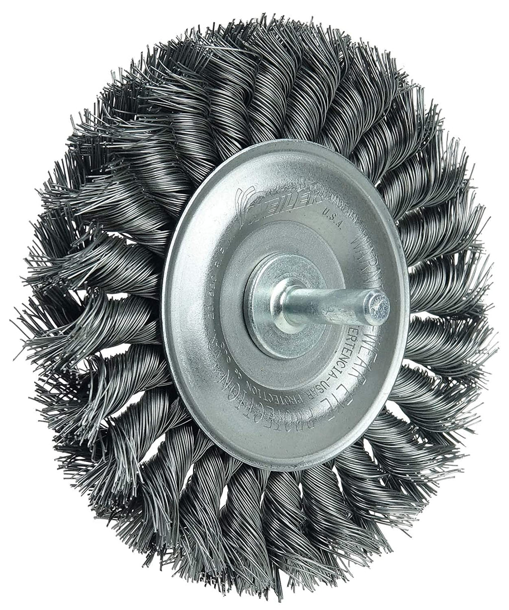 Steel Knot .014" Made Wheel, 1/4" Wire Fill, Weiler 4" USA in Stem, Stem-Mounted 17687 the