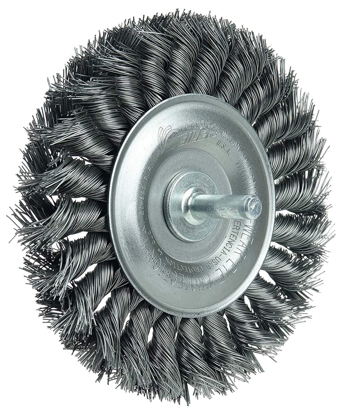 Steel Knot .014" Made Wheel, 1/4" Wire Fill, Weiler 4" USA in Stem, Stem-Mounted 17687 the