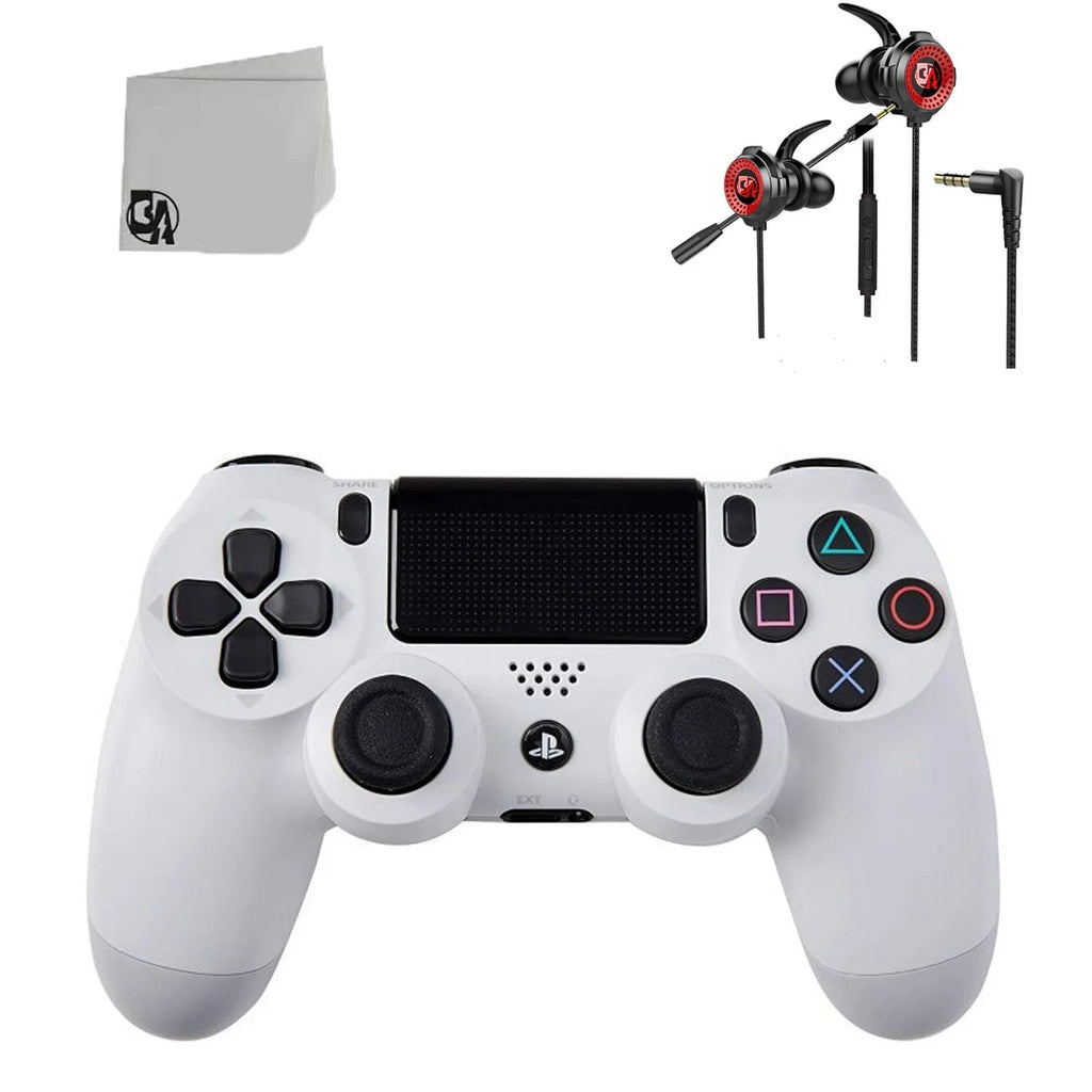 For + Earbuds White Bundle Like Dual Console Shock Gaming PS4 Wired Controller New BOLT AXTION