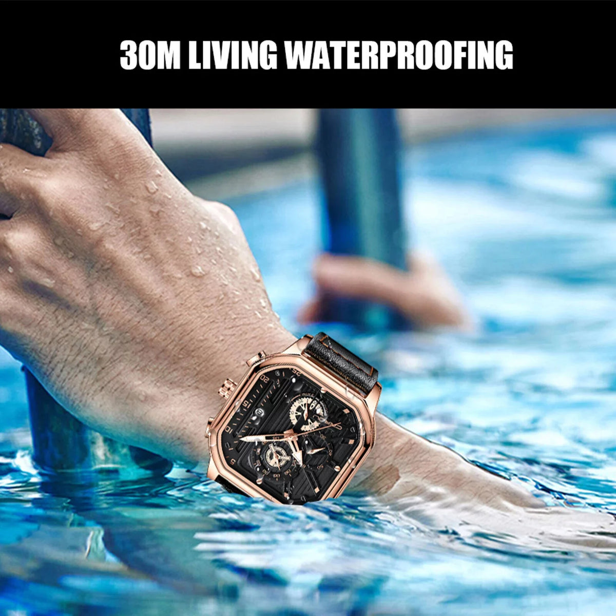 Date Leather Business Waterproof Luxury Quartz Men's Watch Luminous Chronograph