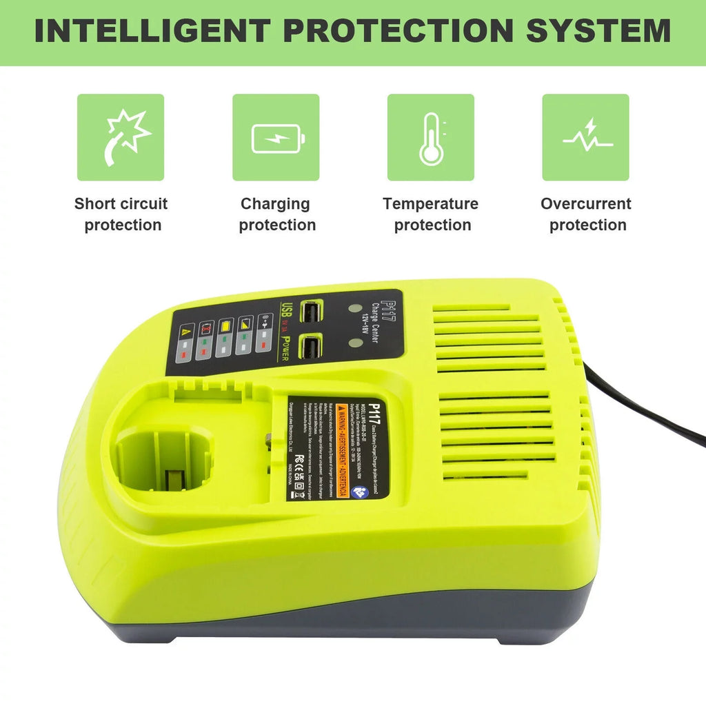 Charger 18Volt Capacity Battery High P106 Lithium-Ion RYOBI 18V For US P117 P108