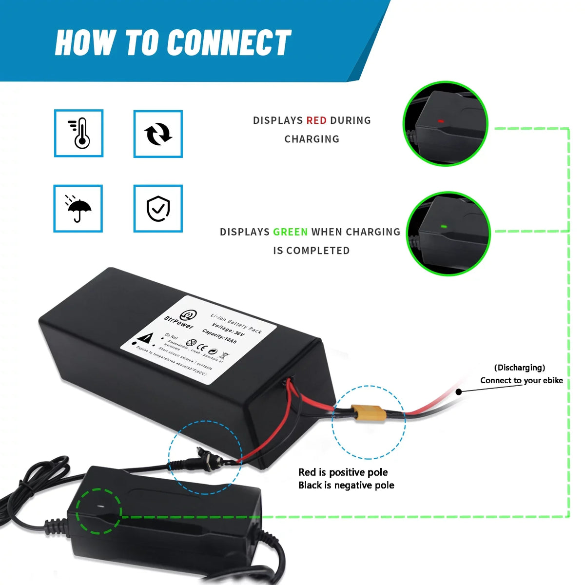 Battery Motor Electric 10Ah Bike Charger Ion Lithium Battery 36v for 3A Scooter Pack