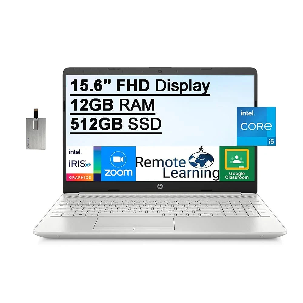 FHD Core SSD, Gen HP Intel i7-1065g7), RAM, Intel PCIe 10, USB Iris 15.6" HD Laptop Webcam, 2021 i5-1135G7(Beats 12GB 11th Stereo 512GB Windows Xe Card DDR4 Speakers, 32GB Silver, Computer, Graphics,