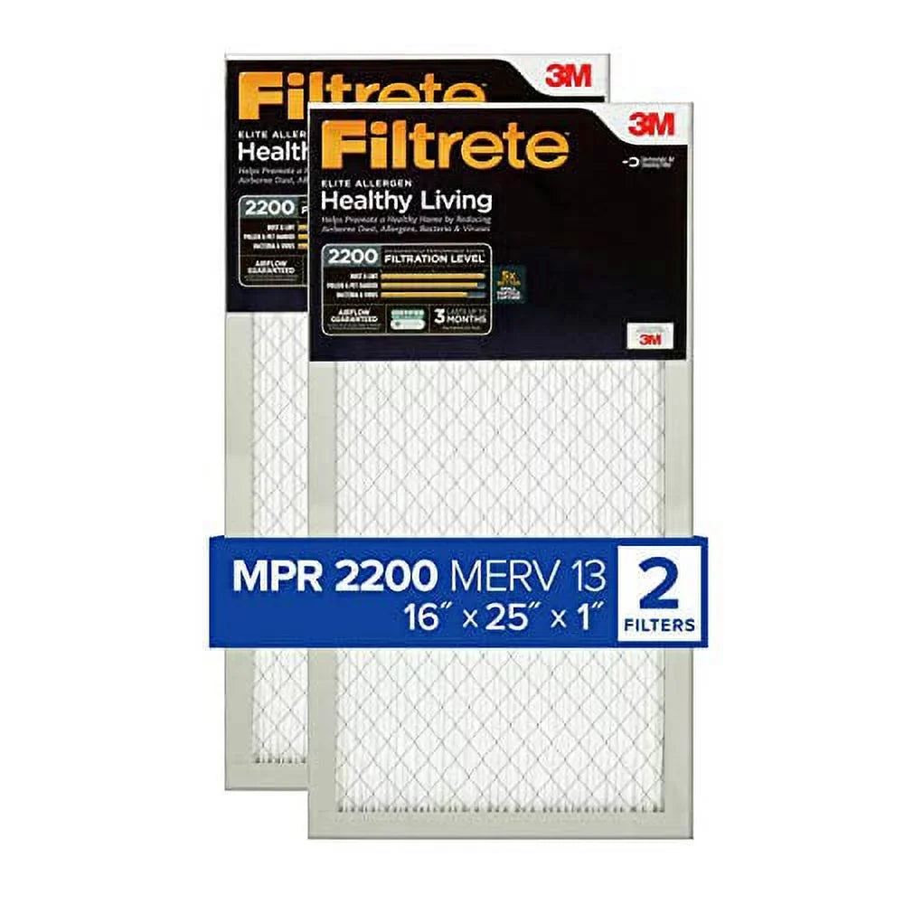 Filtrete Elite x Air Filter, MPR 2-Pack Allergen, 15.69 Furnace 2200, x (exact Healthy AC 24.69 16x25x1, dimensions Living 0.78)