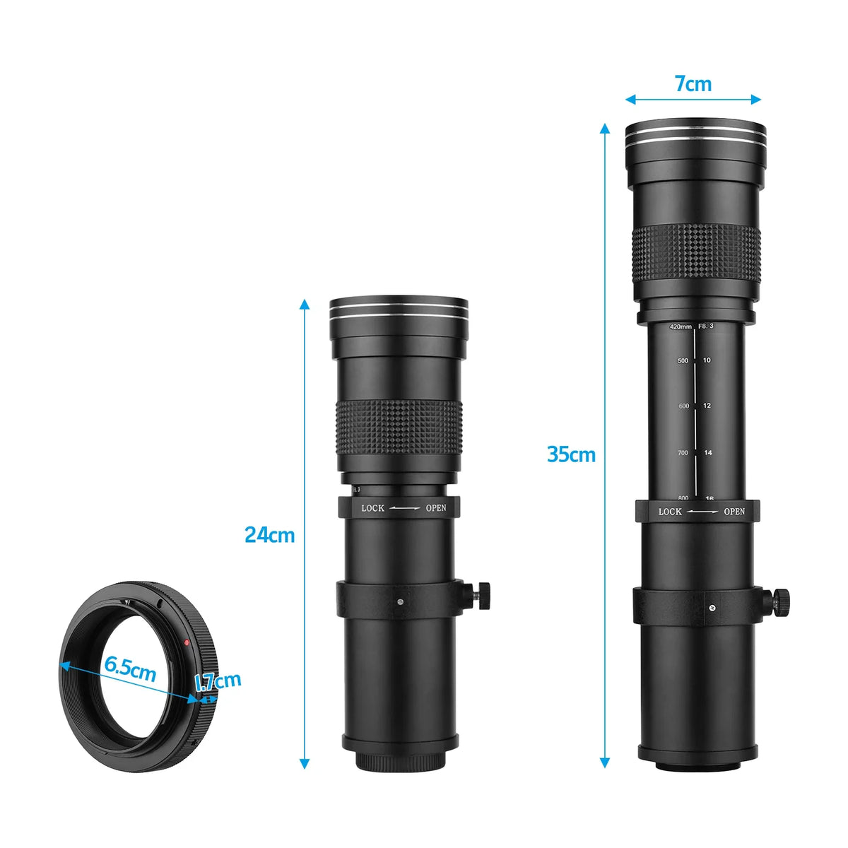 T6s F/8.3-16 Mount Universal MF T7s Telephoto 7D 60Da Replacement Ring Canon 77D Adapter 420-800mm 70D Super T6 6D EF-Mount 80D Cameras for Thread 60D T 5D Lens Camera 50D Zoom Suzicca with 1/4 T7i