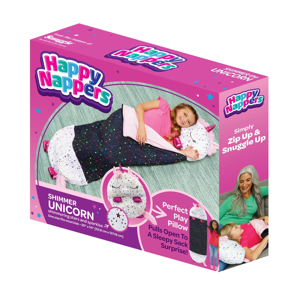 Nappers Plush Unicorn Toy Happy Sleeping Pillow and One, in Sack