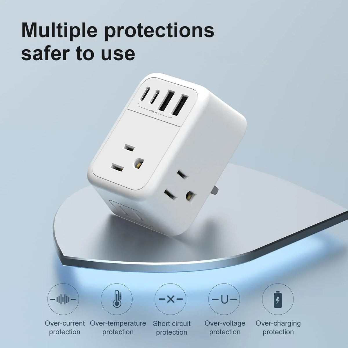 with Plug England Adapter USA Qatar with for C) USB Kenya US to UK to 4 UK Outlets Essentials Ireland G 4 Adapter, Type Bag Travel London Power Ports(2 Plug Travel Dubai Adapter, Foldable USB Plug