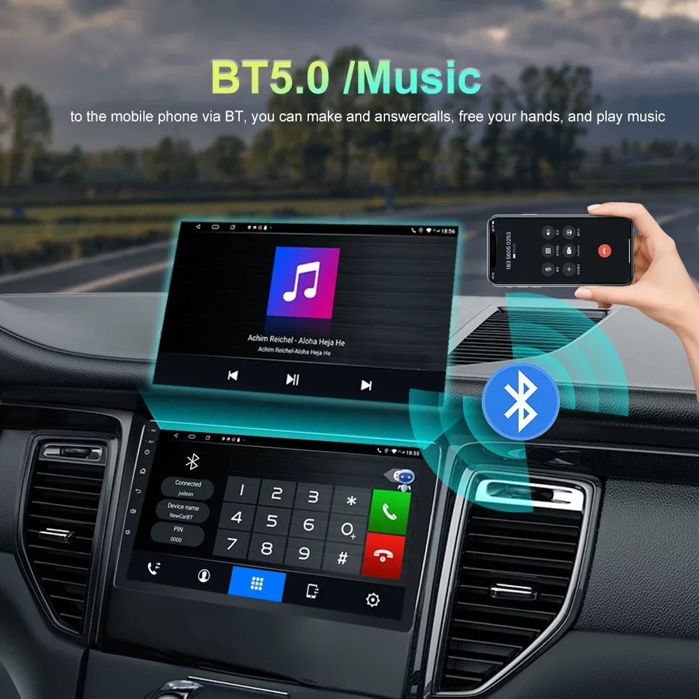 WiFi 64G Car for Steering 4G 2014-2019 10 Highlander ROM GPS Android Bluetooth Built-in with Wheel Host Control Navigation Auto, Radio RAM Carplay/Android