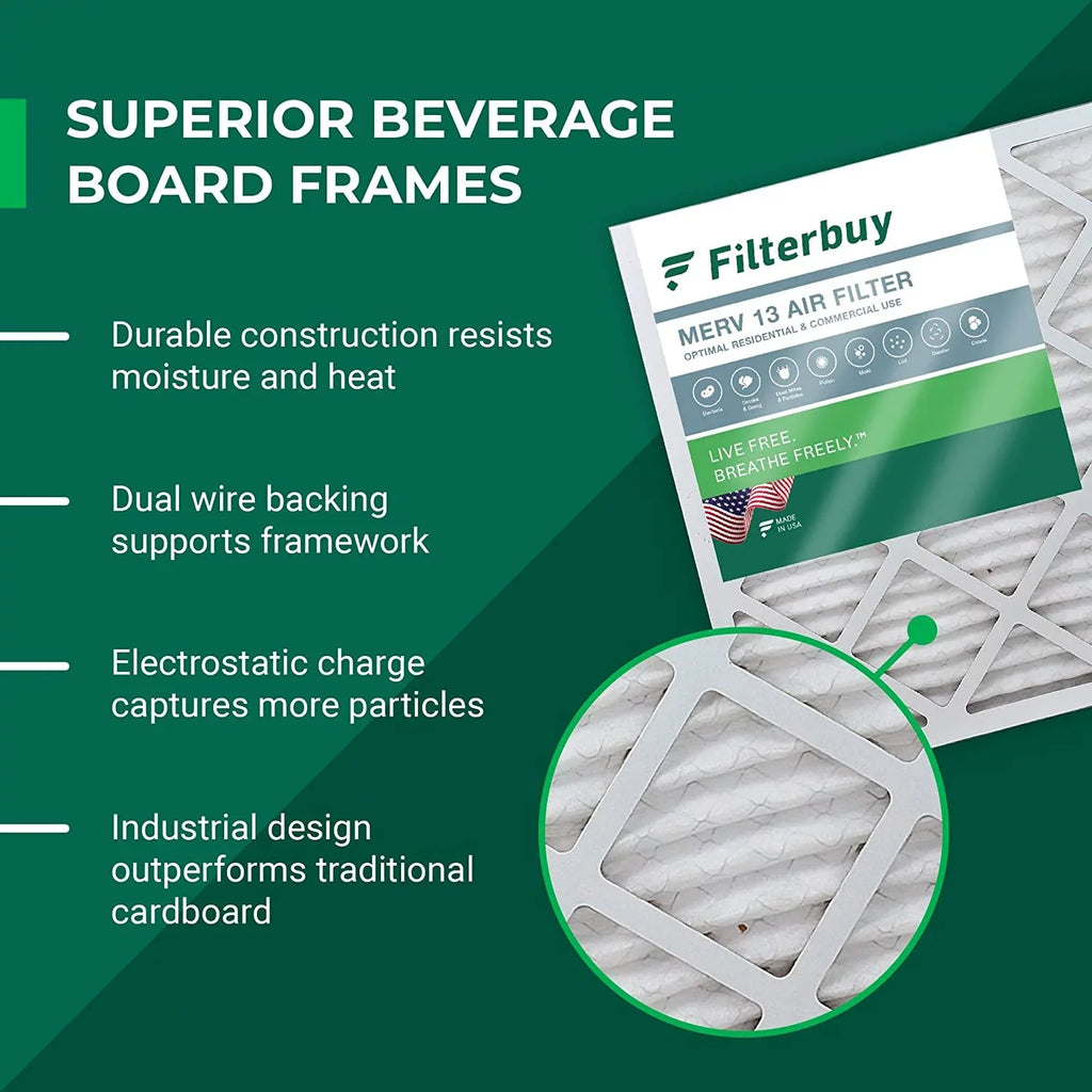 Filters HVAC Air 16x25x1 Filterbuy (3-Pack) 13 Pleated MERV Furnace AC