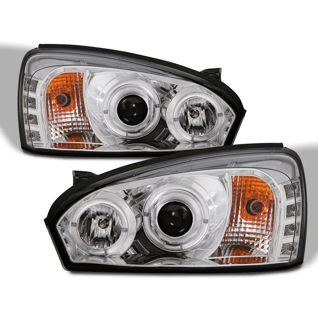 Halo 2004-2007 For w/ LED AKKON - DRL Lamps Chrome Dual Chevy Housing Malibu Headlights Turn Projector Signal