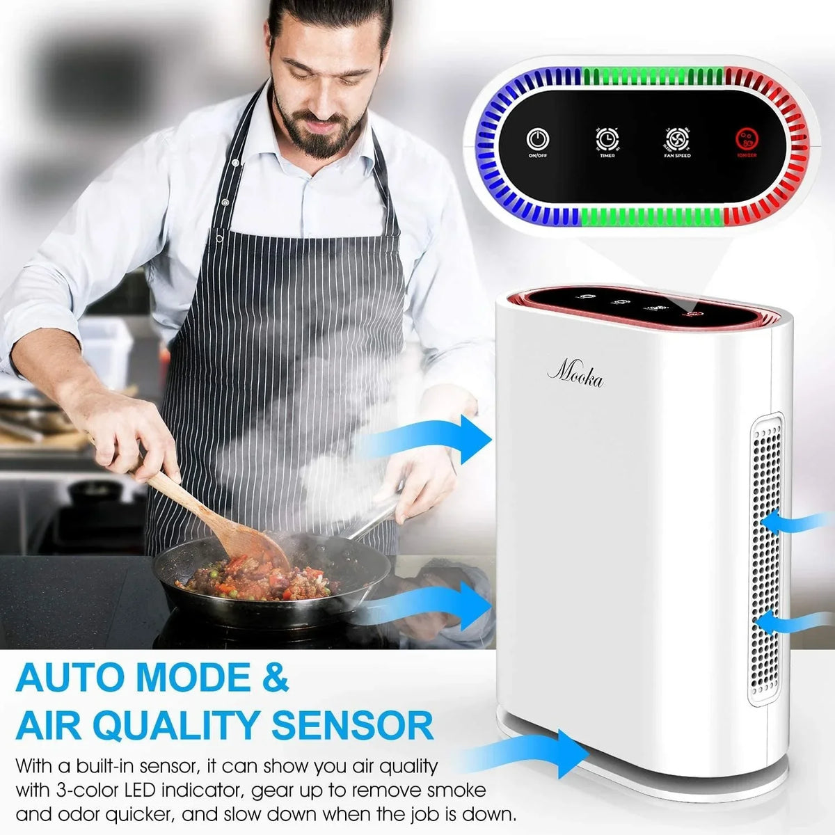Smart Filtration, up Mode Large to True Auto HEPA+ 540ft&sup2;, Room 6-Point Filter, Air
