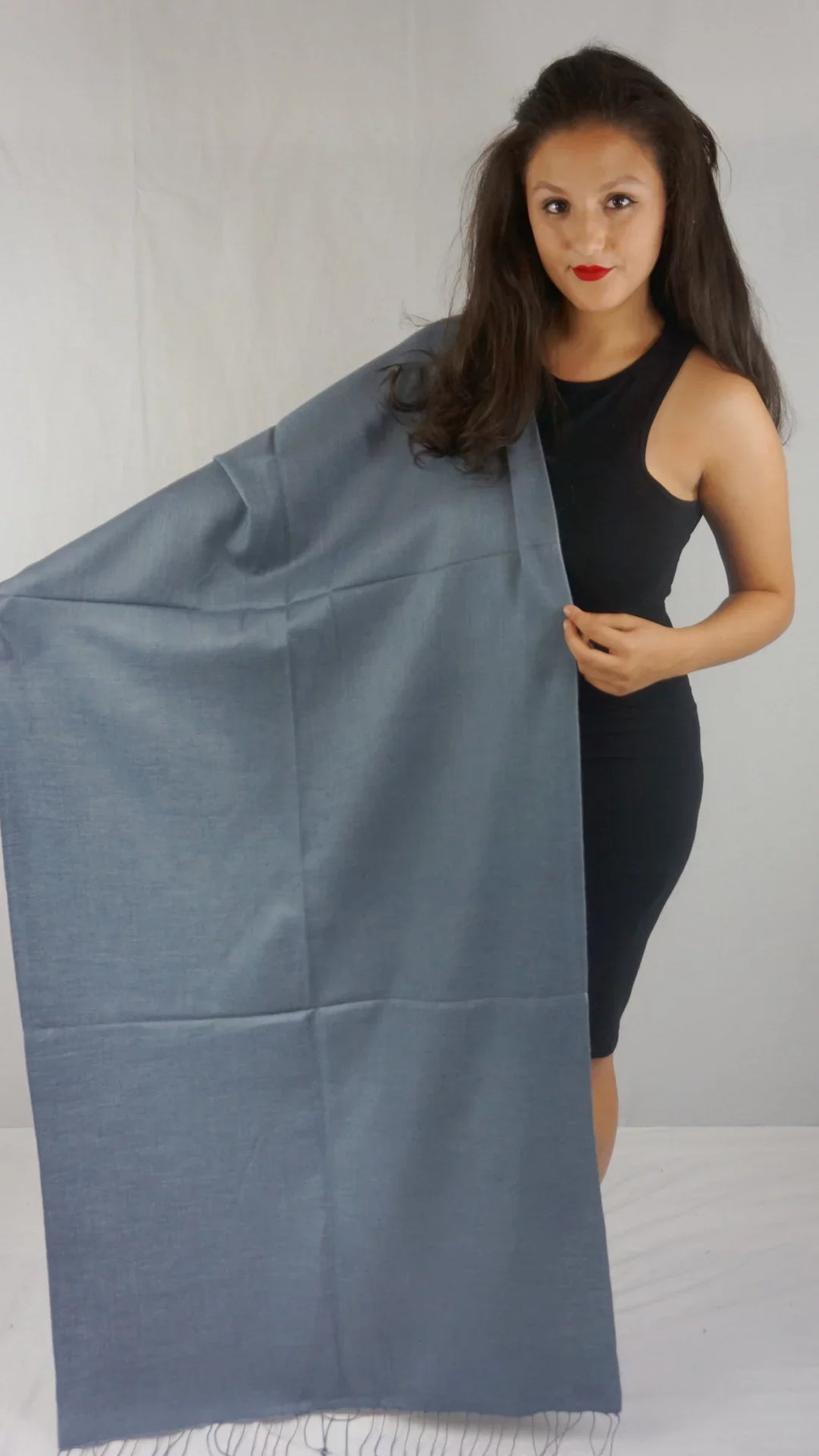 Grey Shawl/Shawls/Scarf/Scarves/Wrap/Stole/Muffler/Cape/Ruana/Blanket/Throw/Pashmina Shawl/Cashmere Shawl) (Slate Scarf/Wool/Silk Regular