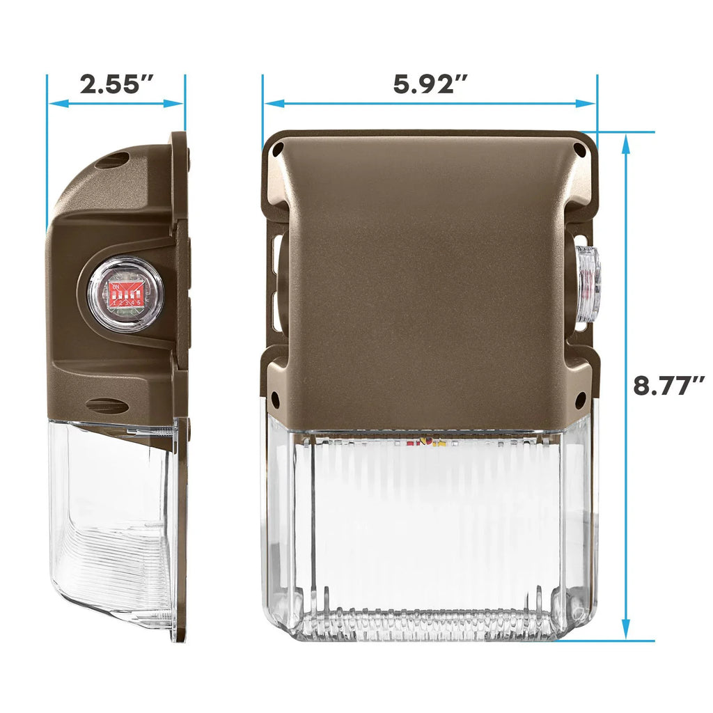 Dimmable with 1950/2600/3250LM, Dawn, Pack Photocell, 3CCT, LED Dusk Wall Light 2-Pack IP65, Luxrite 15/20/25W to