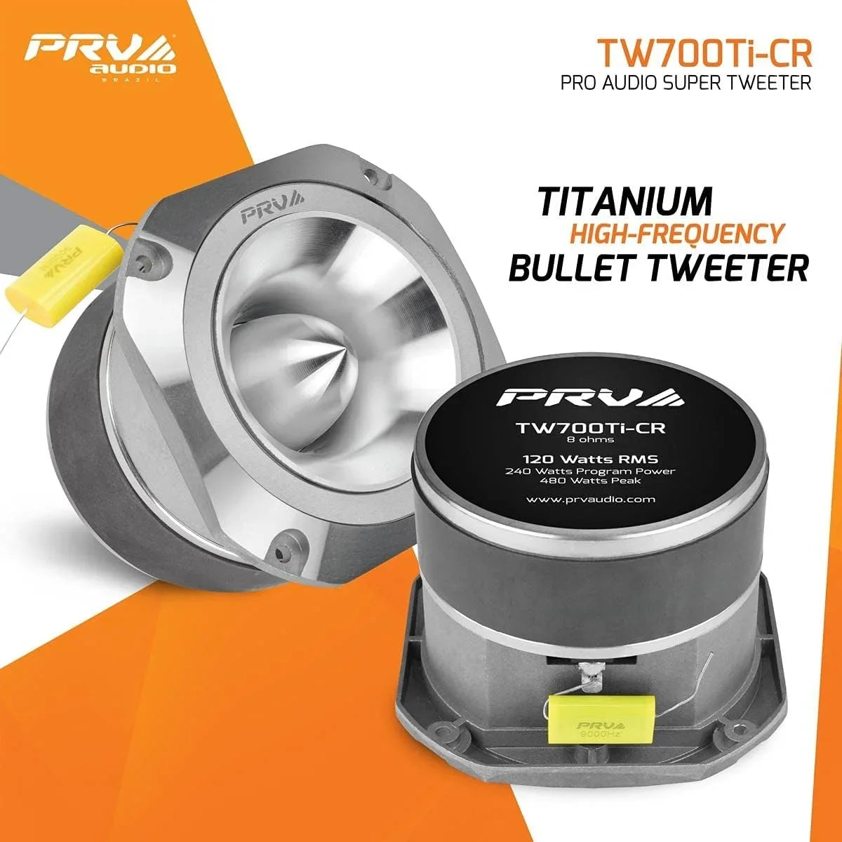 Watts Single RMS Tweeter 8 Ohm PRV 120 Pro 4" Audio Super TW700Ti-CR